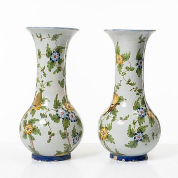 A pair of faience vases, Holland/France, 19th-20th century.