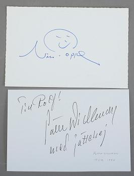 AUTOGRAFER, MUSIKER SAMT SKÅDESPELARE, 30 st, bla Karl Gerhard, Holger Löwenadler, Nils Poppe, Sven-Bertil Taube.