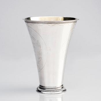 A Swedish 18th century parcel-gilt silver beaker, mark of Johan Schröder, Landskrona 1796.