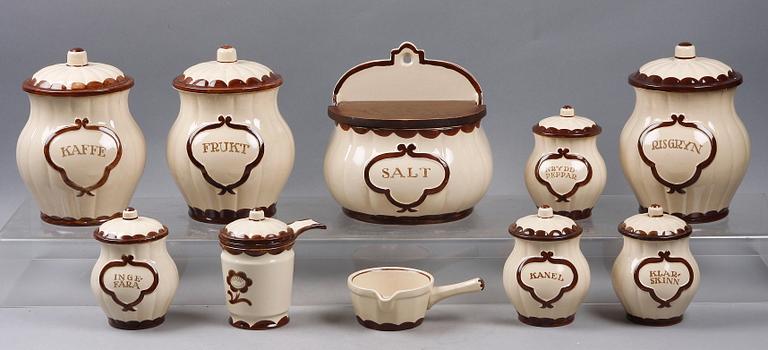 PARTI PYRO, 10 delar, flintgods. Gustavsberg, Kåge, 1930-40-tal.