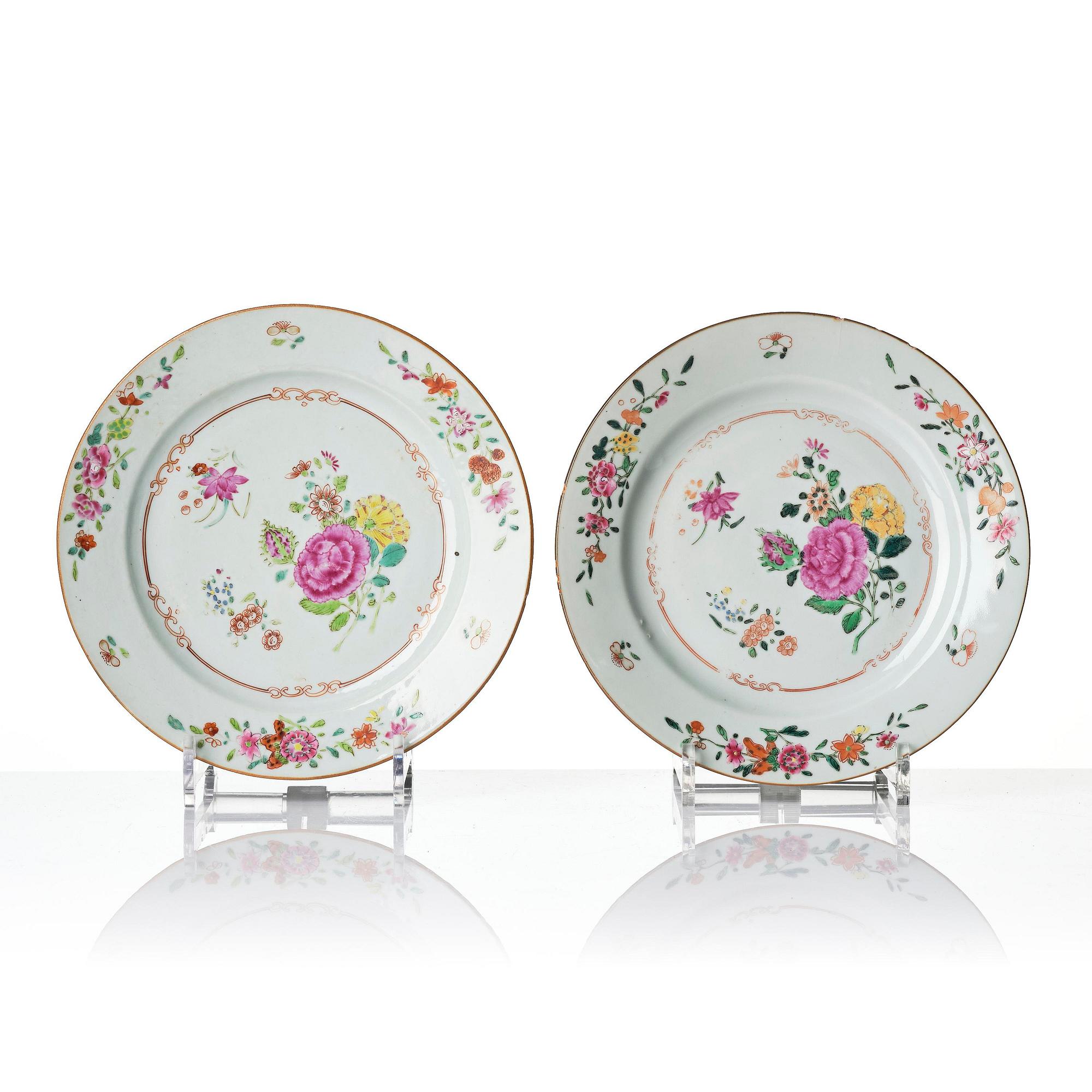 A set of 12 famille rose dishes, Qing dynasty, Qianlong (1736-95).
