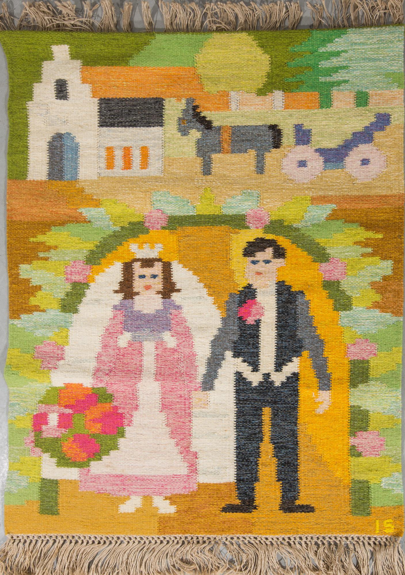 VÄGGBONAD, rölakan, Ingegerd Silow, signerad IS, 1900-talets mitt/andra hälft.