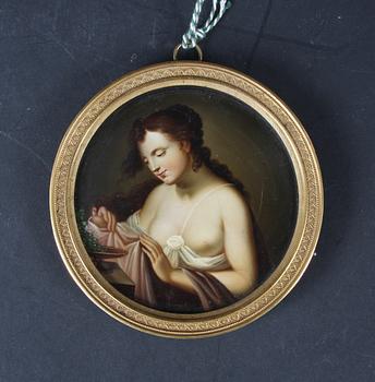 MINIATYRMÅLNING, olja, 1700/1800-tal efter Guido Reni.