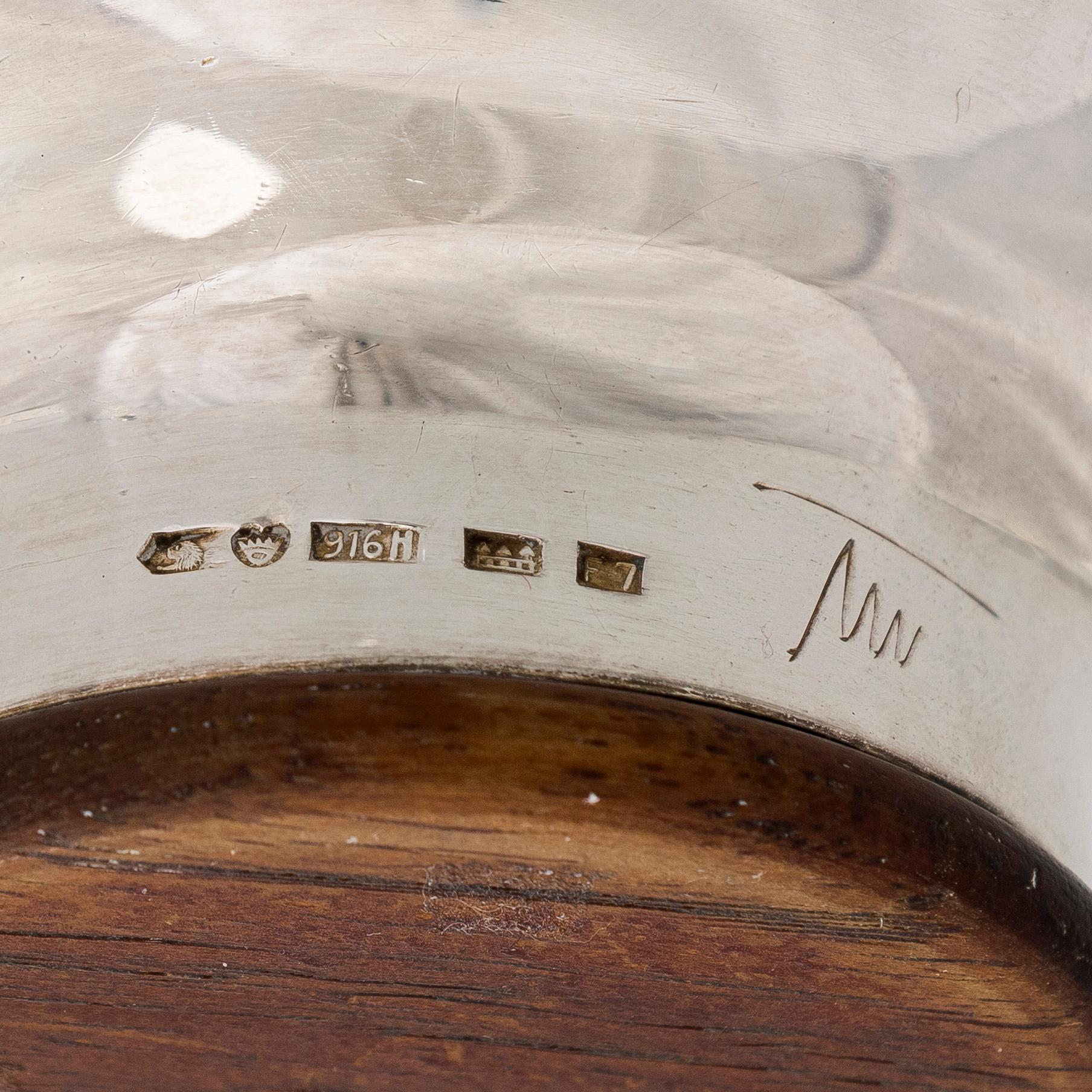 Tapio Wirkkala, a silver and teak cream jug and sugar bowl, Kultakeskus, Hämeenlinna 1959.