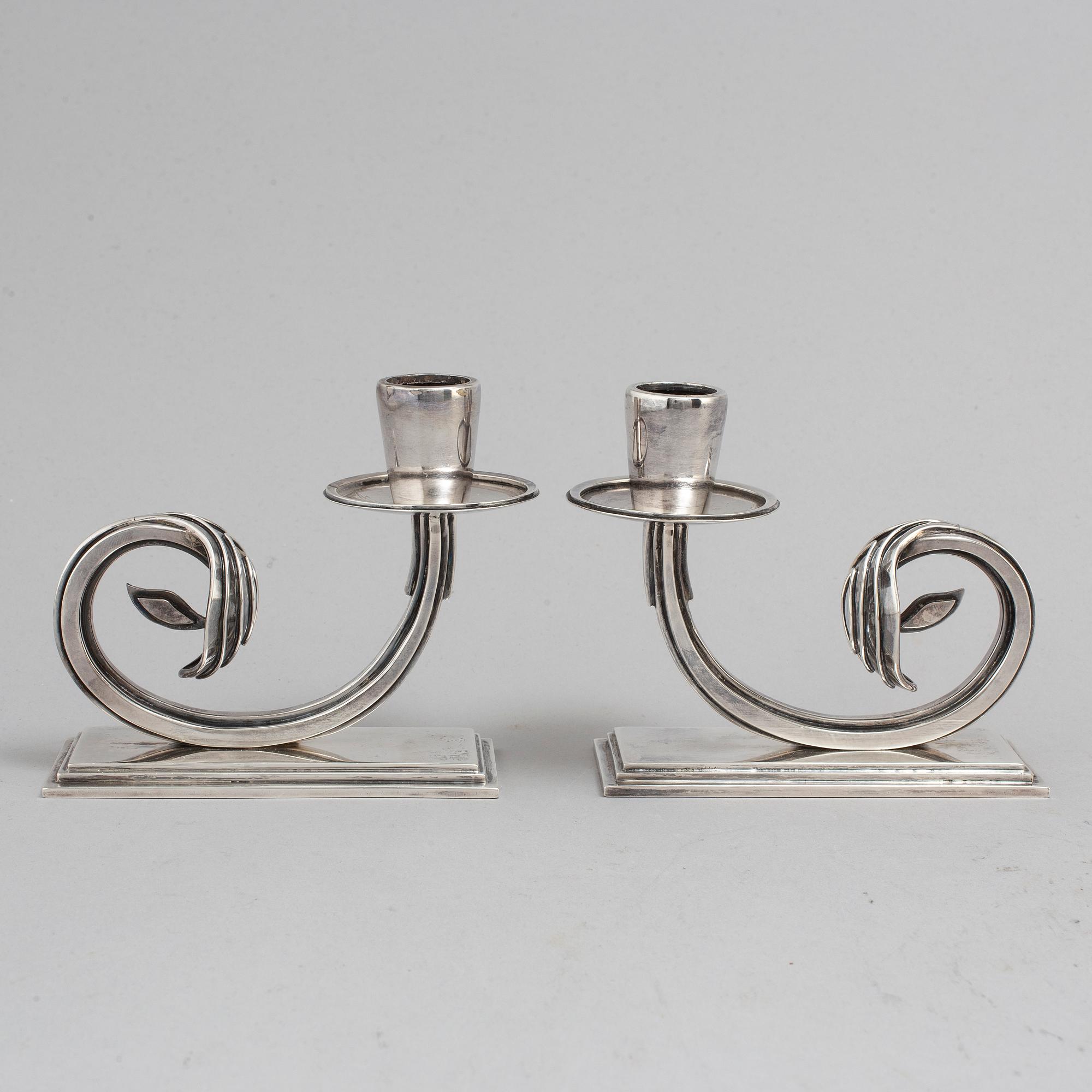 REY URBAN, ljusstakar, ett par, silver, Stockholm, 1952.