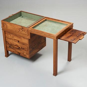 A Carl Hörvik modernist palisander desk by Nordiska Kompaniet for the 1930 Stockholm Exhibition, Sweden.
