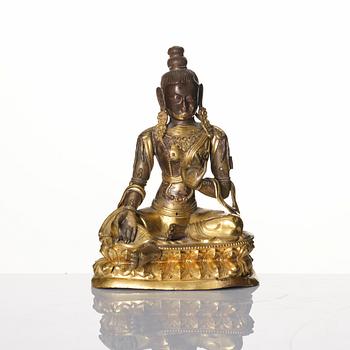 A gilt copper alloy figure of Tara, Tibet, circa 1800.