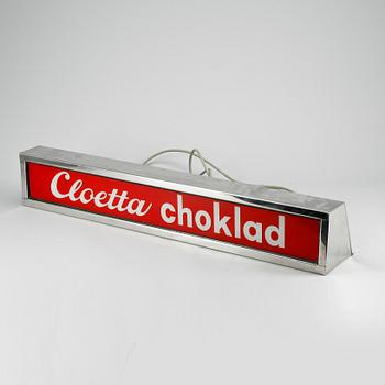 REKLAMSKYLT, Cloetta Choklad, omkr 1900-talets mitt.