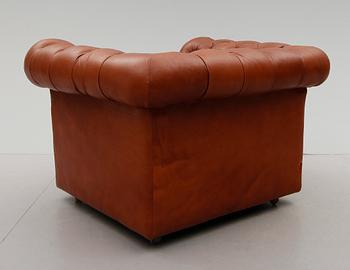 SOFFA SAMT FÅTÖLJ, Chesterfield, sent 1900-tal.