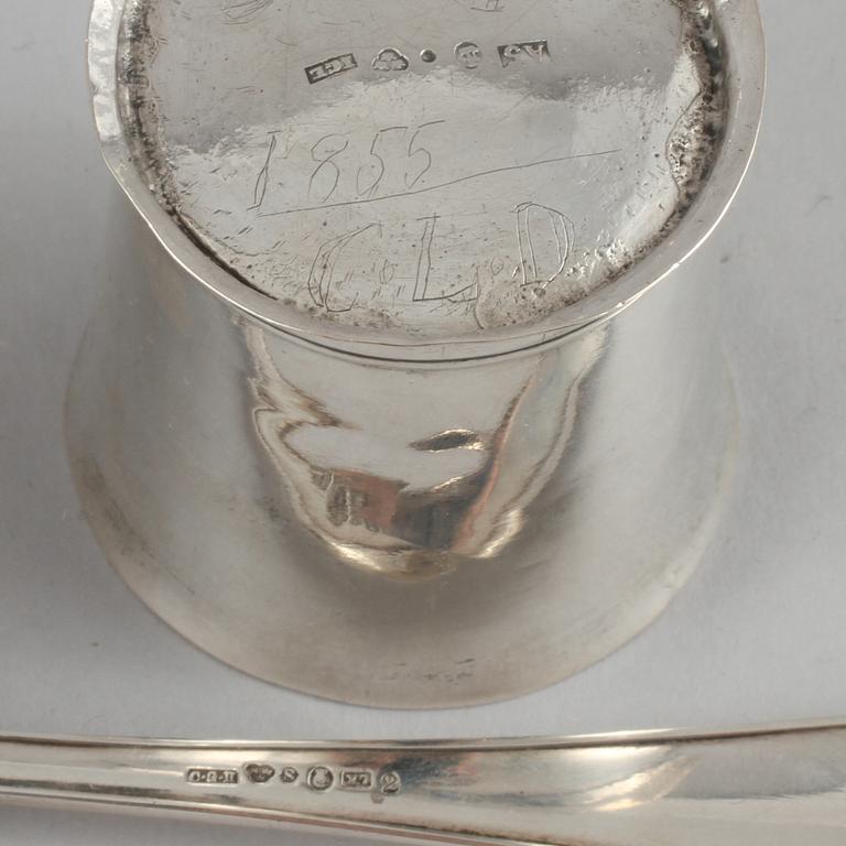 PARTI SILVER, 4 delar, Sverige, 1800-tal respektive 1900-tal, vikt 178 gram.
