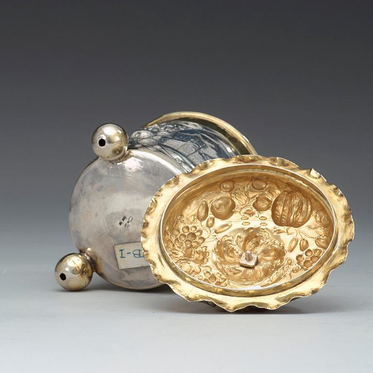 A Swedish late 17th century parcel-gilt cup and cover, marks of Henrik Feiff, Stockholm before 1689.