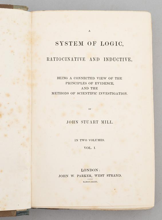 Mill: A System of Logic, first edition, 1843  (2 vol).