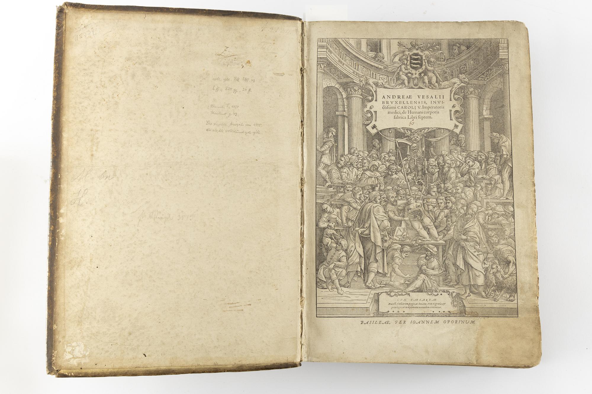 Andra och bästa upplagan av Vesalius’ anatomiska praktverk, 1555.