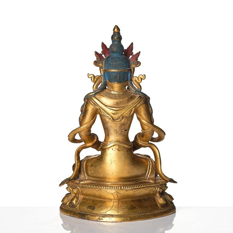 Amitayus, förgylld brons. Mongoliet, 1700-tal.