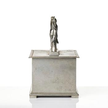 Oscar Antonsson, a "Hästbetvingaren" (Tamer of Horses) pewter box, Ystad-Metall, Sweden, 1932.