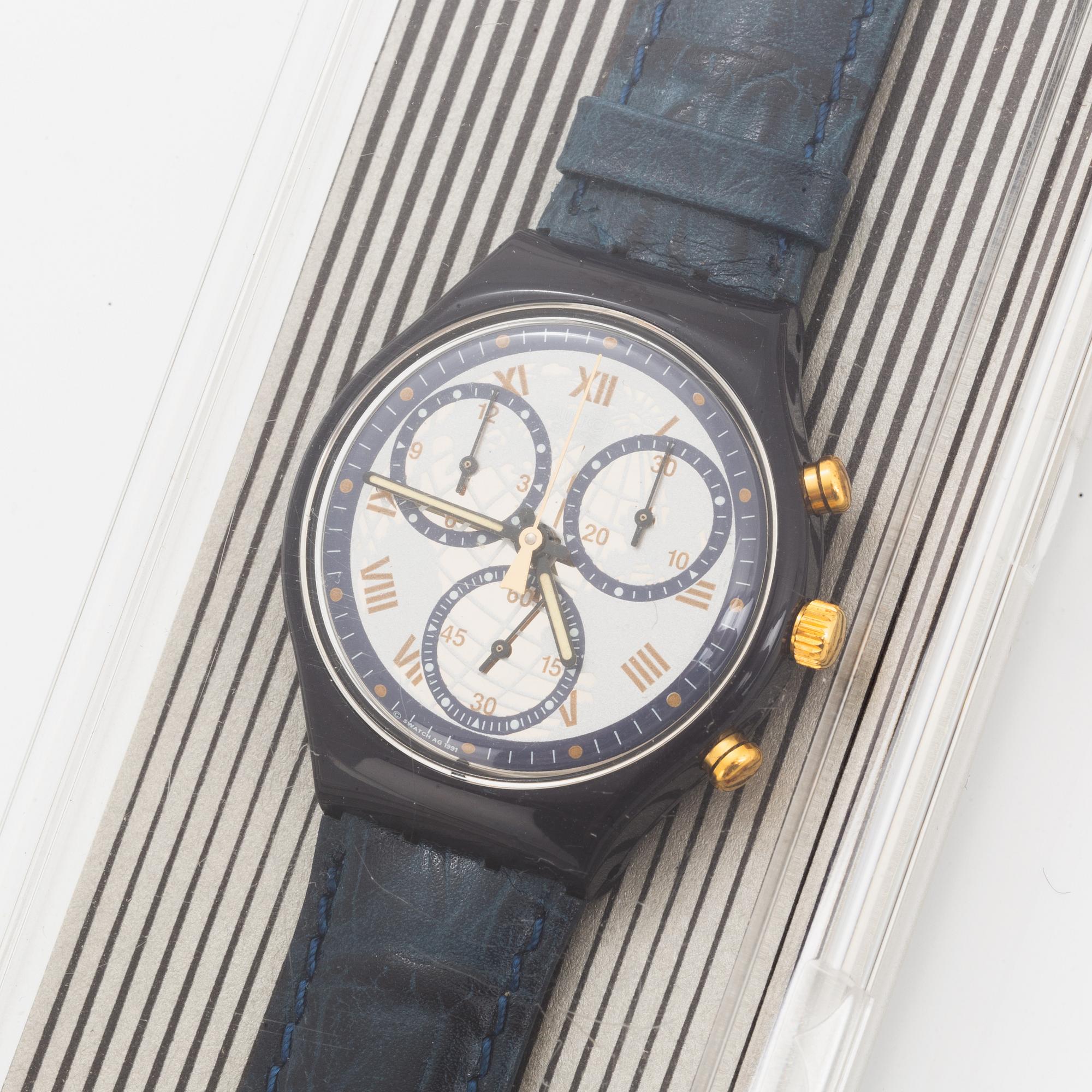 Swatch, Chrono, Timeless Zone, wristwatch, chronograph, 37 mm.