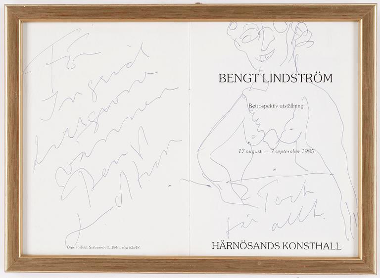 BENGT LINDSTRÖM, färglitografi, och teckning med dedikation i bläck, signerad och numrerad 118/400.