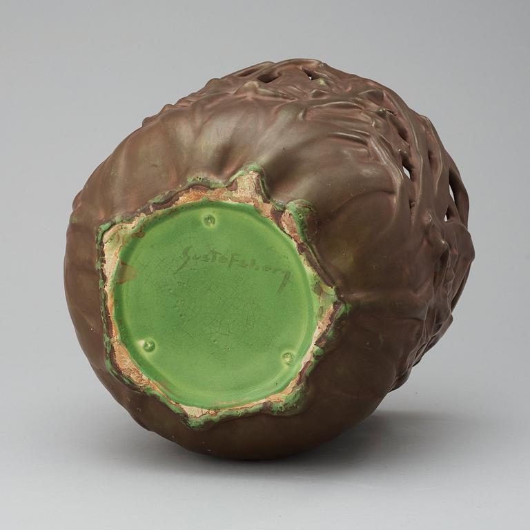 A Gunnar Wennerberg Art Nouveau creamware jardinière, Gustavsberg.