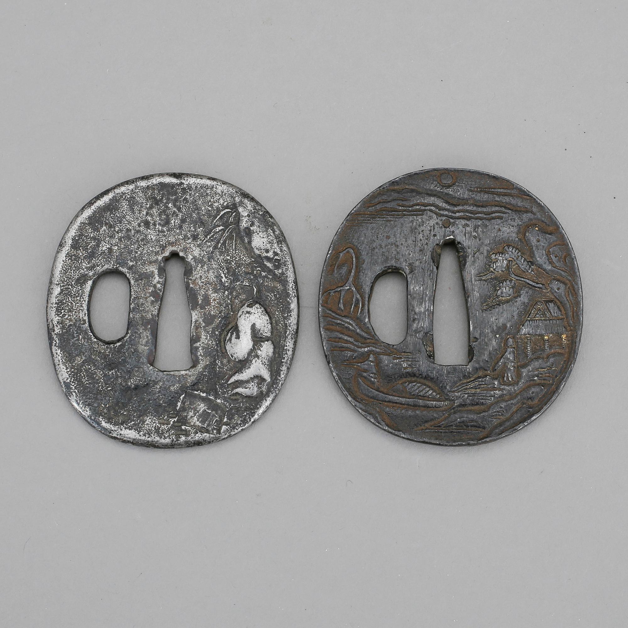 TSUBA, 2 stycken, Japan, 1700/1800-tal.