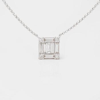 COLLIER, med baguette och briljantslipade diamanter ca 0.60 ct.