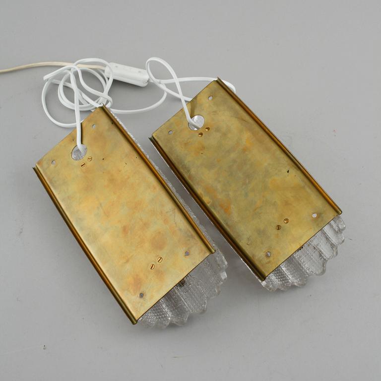 A pair of wall lamps by Carl Fagerlund for Orrefors, second half of the 20th century.