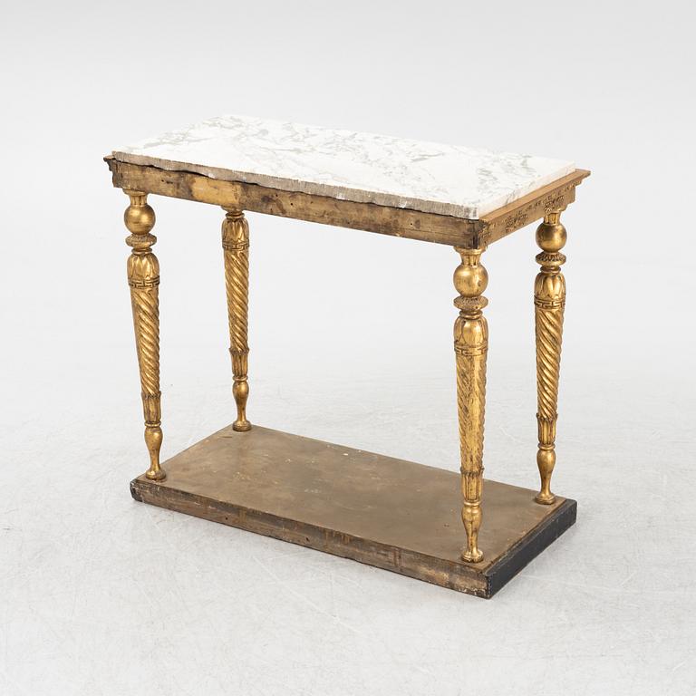 Jonas Frisk, a late Gustavian gilt mirror and console table (active 1805-1824 in Stockholm).