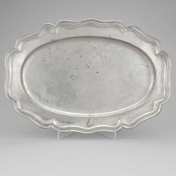 A pewter rococo serving dish 18th century.