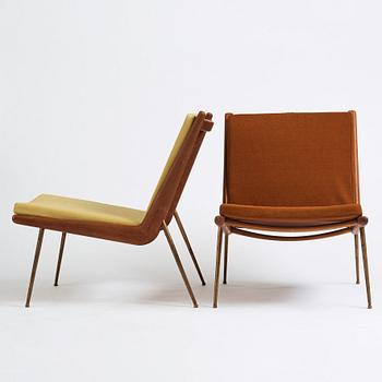 Peter Hvidt & Orla Mølgaard Nielsen, two teak "Boomerang" easy chairs, France & Daverkosen, Denmark 1950's.