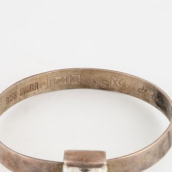 Bangle, sterling silver with faceted rock crystal. Åke Lindström for Bengt Hallberg.