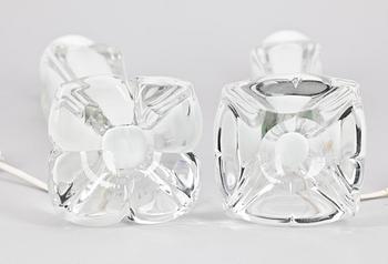 BORDSLAMPOR, ett par, snarlika, glas, sign. Flygfors, 1900-talets mitt.