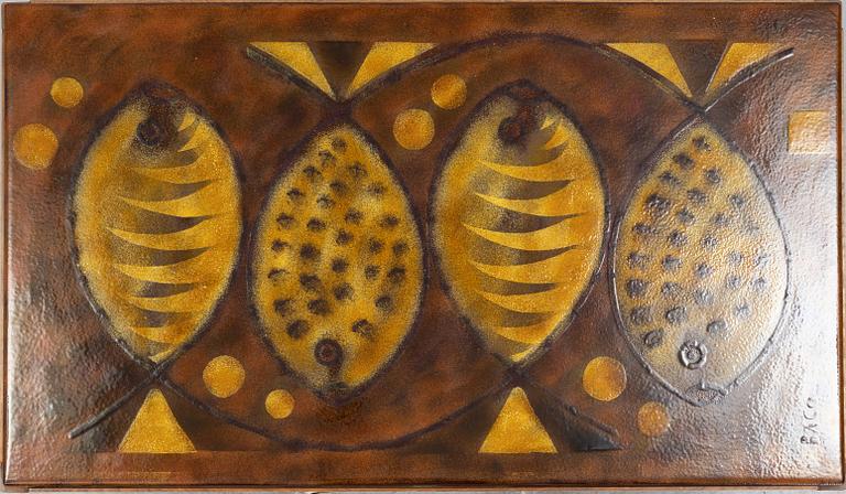 A walnut coffee table, 1960's/1970's, signed Baco.