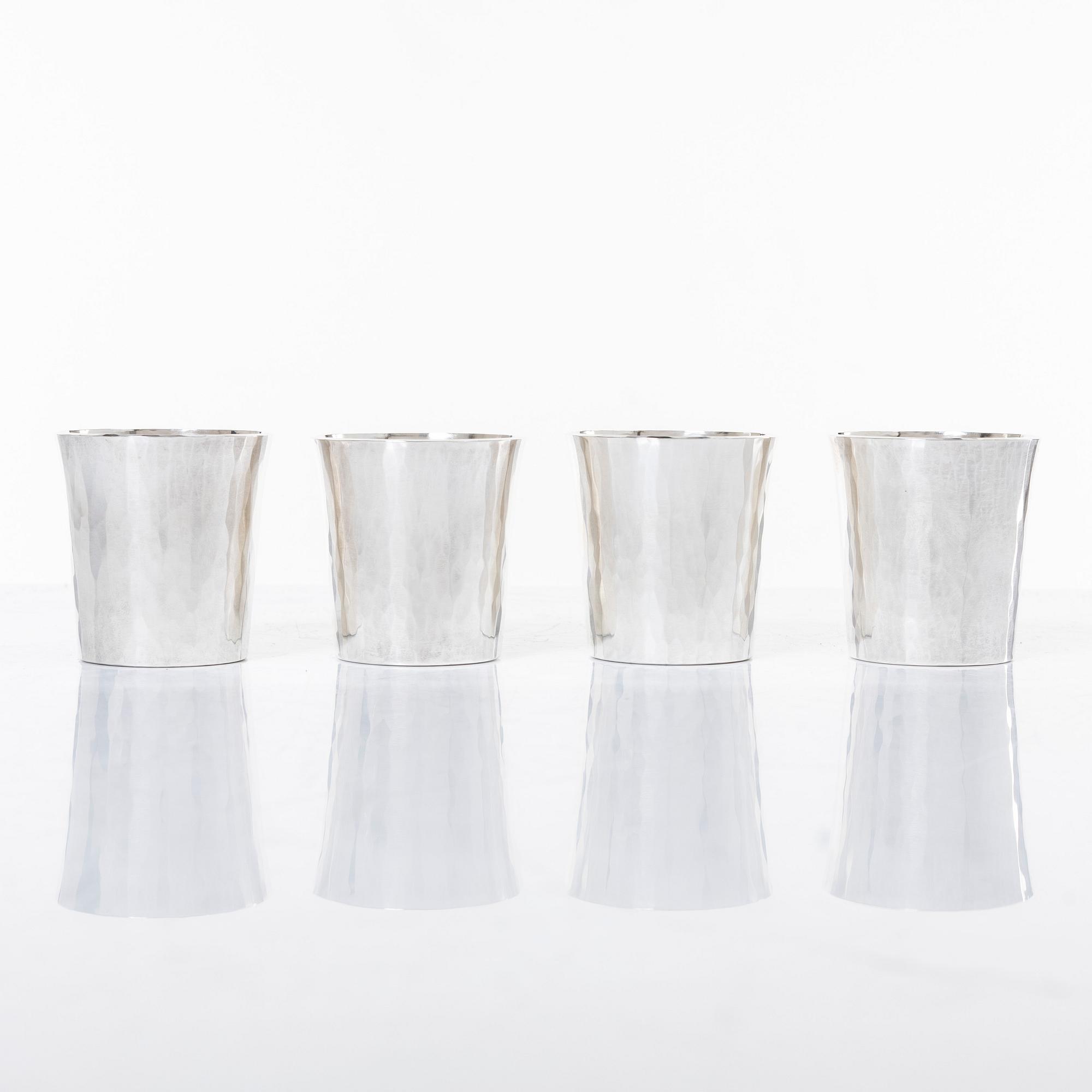 Atelier Borgila, soup cups, 4 pcs, sterling silver, Stockholm, 1988.