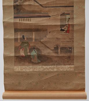 KAKEMON, blandteknik på papper, Japan, troligen 1800-tal.