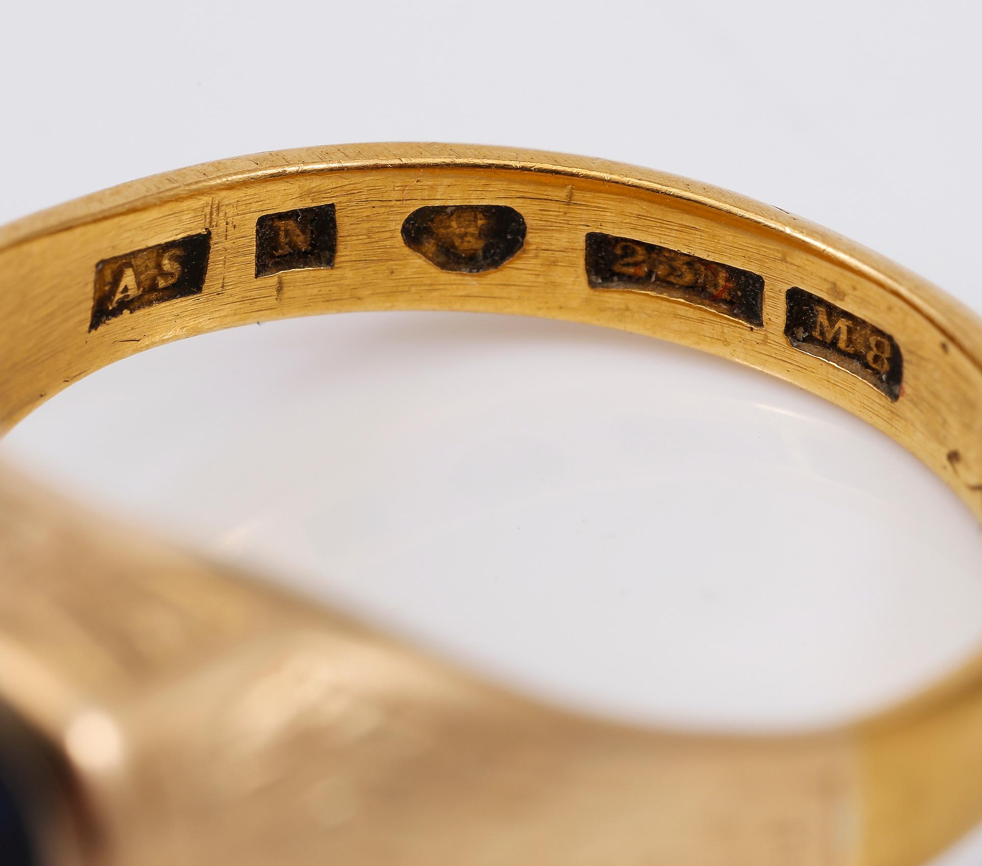 KLACKRING, blå sten, svenska stämplar, 1938.