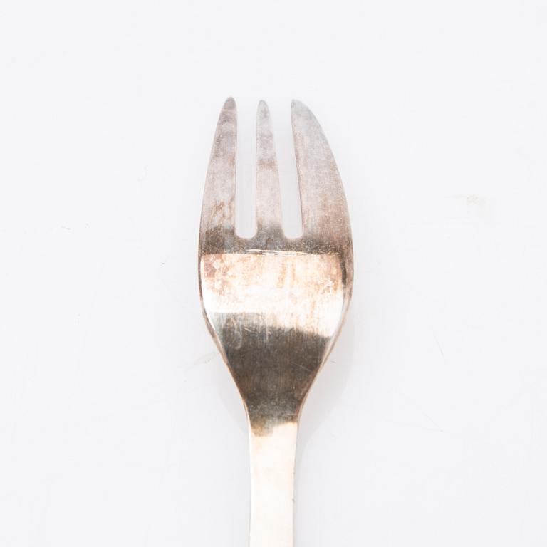 Dessertgafflar, silver, 12 st, Rosenholm, GAB, Stockholm, 1958-1960.