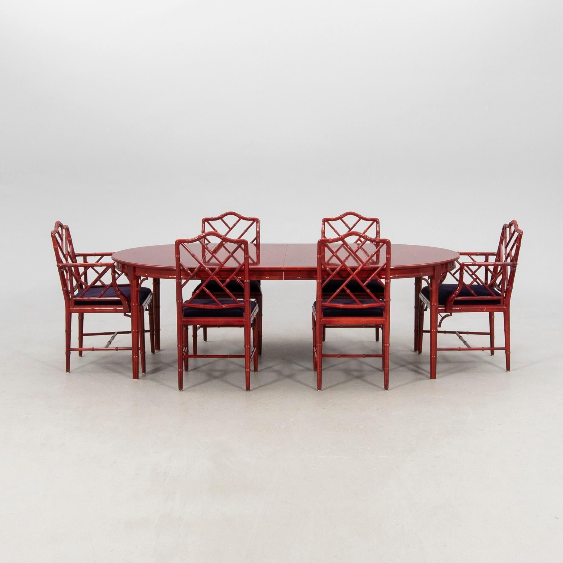 A seven-piece dining suite by Miranda of Sweden, second half of the 20th century.