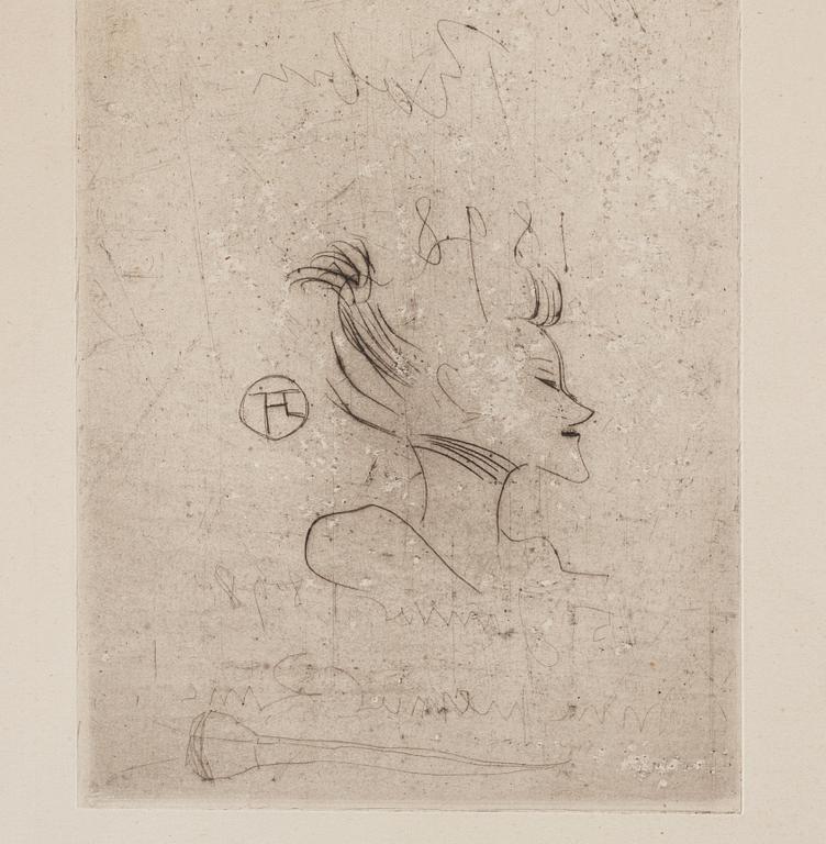 Henri de Toulouse-Lautrec, dry point etching, signed in the plate, 1898.
