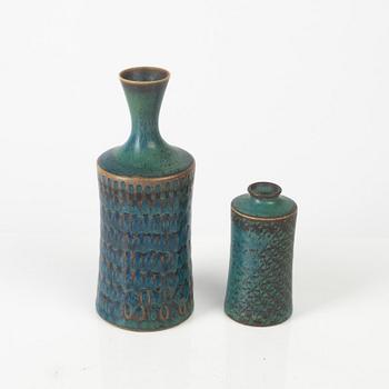 Stig Lindberg, two stoneware vases, Gustavsbergs Studio, Sweden, 1964.