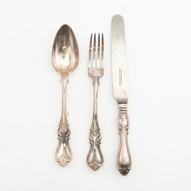 Christian Brockmann Resebestick 3 dlr i etui "Olga" silver Karlstad 1870.