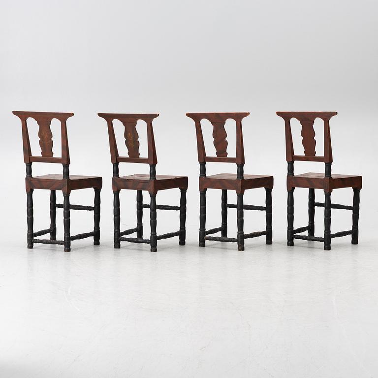 Chairs, 4 pcs, folk art, Jämtland. 19th century.