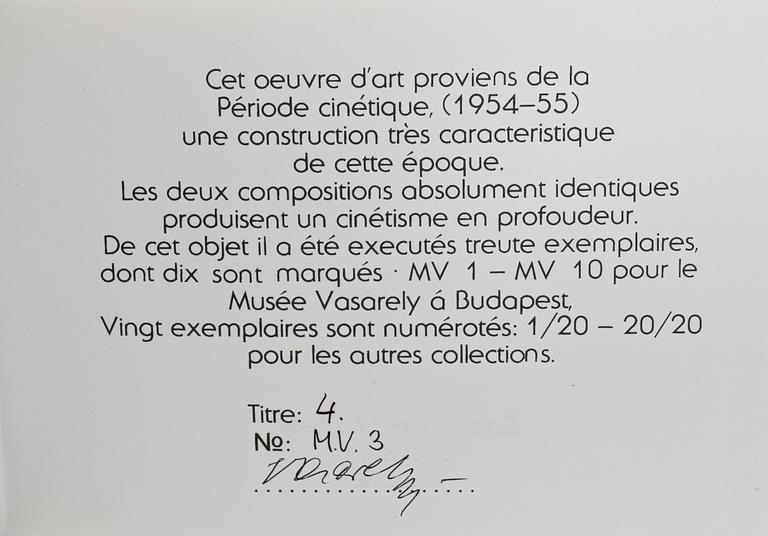 VICTOR VASARELY, plexiglas. Sign i trycket.