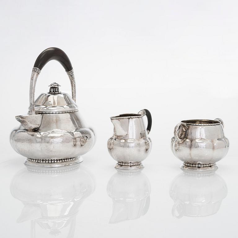 Albert Feinauer, a six-piece silver coffee and tea service with tray, Weimar-Schmuck, Germany 1921-1925.