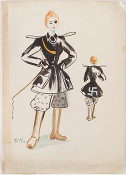 MAX GOLDSTEIN (MAGO) akvarellteckningar, kostymskisser och blyertsteckningar, ca 70 st, bl a 1940-tal, delvis sign.