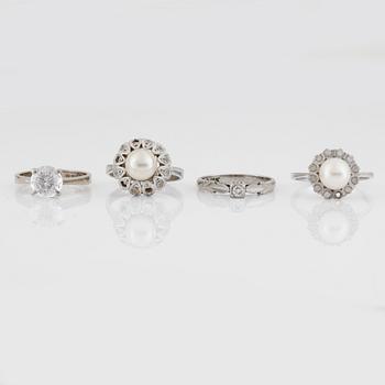 RINGAR, 4st, 18k vitguld. Totalvikt 13g.