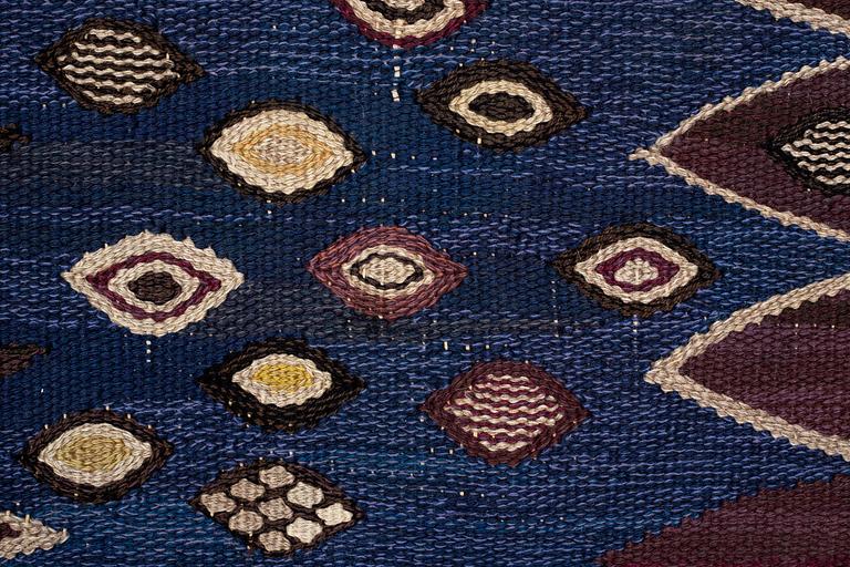 Barbro Nilsson, a carpet, "Snäckorna", flat weave, ca 312-313,5 x 200-204,5 cm, signed AB MMF BN.