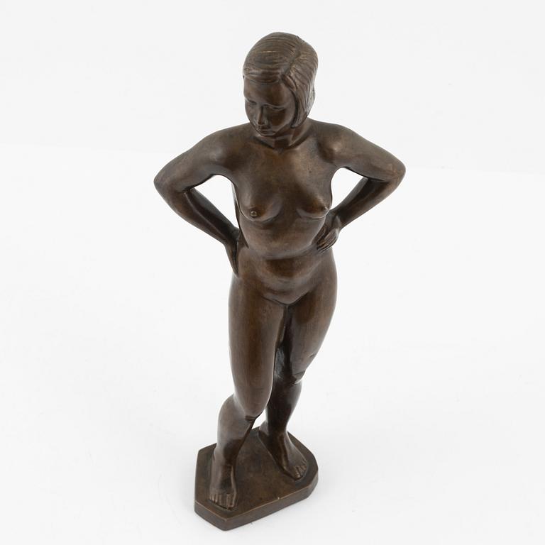 Bror Forslund, sculpture, "Ida", bronze, signed.