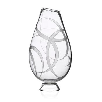 86. Vicke Lindstrand, an engraved glass vase, Kosta 1950's.