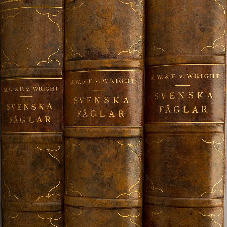 a set of three "Svenska fåglar" books by VON WRIGHT M, W & F, stockholm 1927-1929.