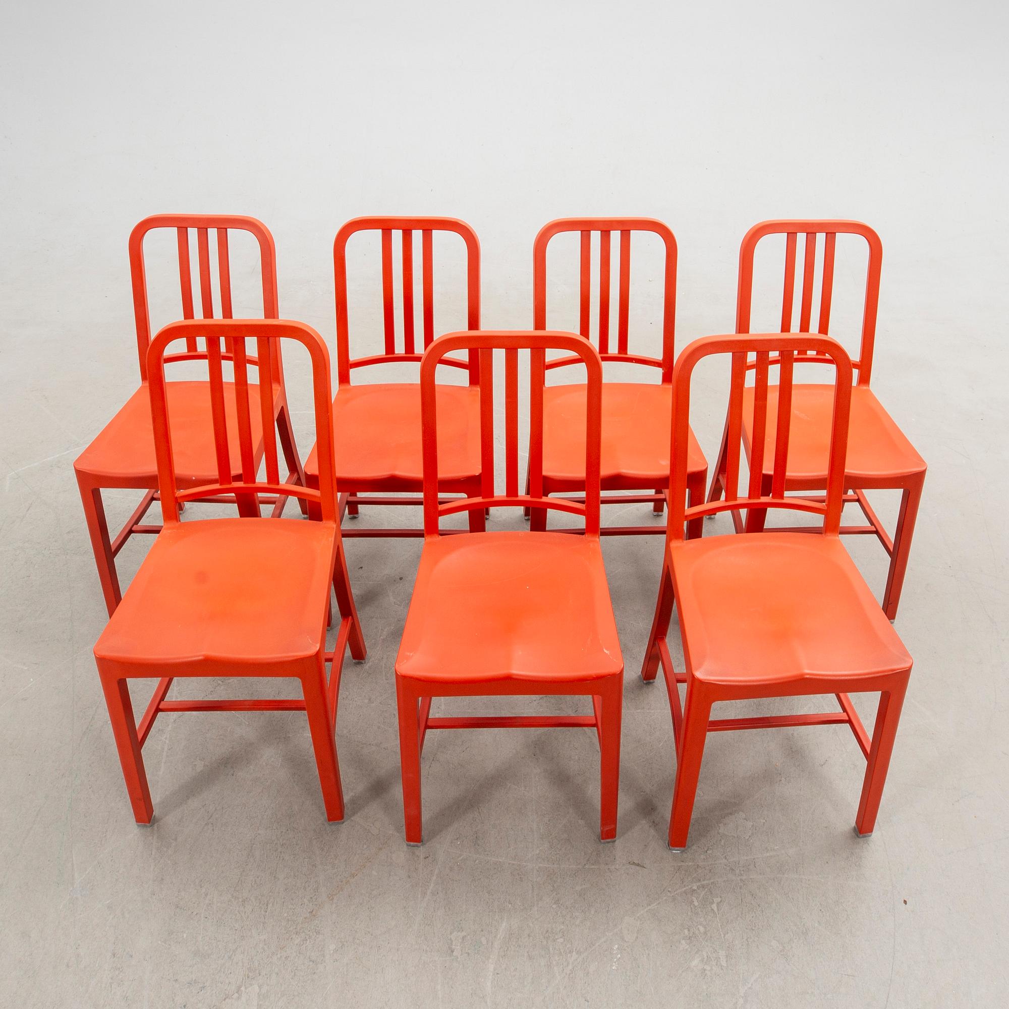 Stolar, 7 st, "111 Navy Chair", Emeco & Coca-Cola. USA 2000-tal.