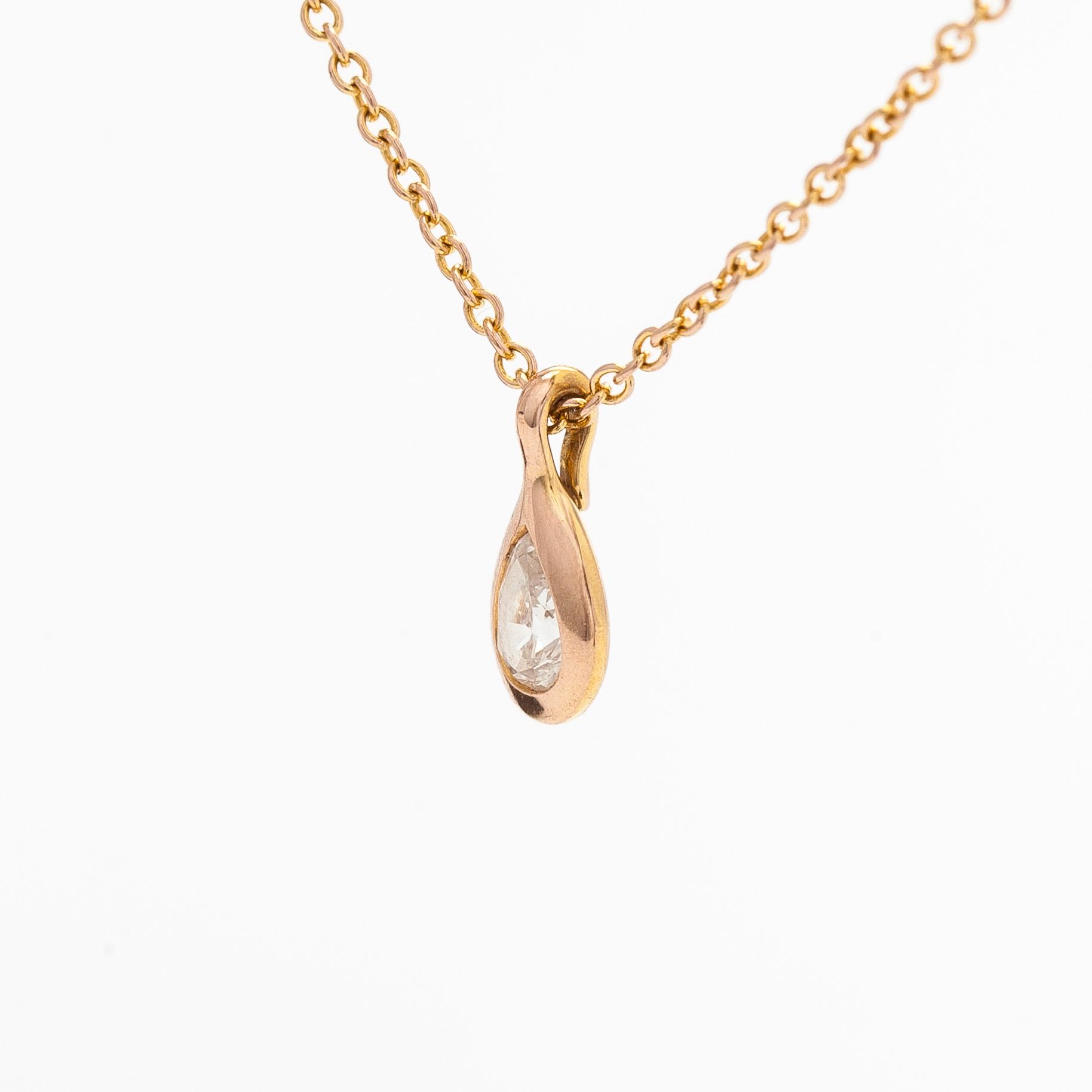 Tiffany & Co, Elsa Peretti, halsband, "Diamonds by the Yard", 18K guld med en päronslipad diamant.